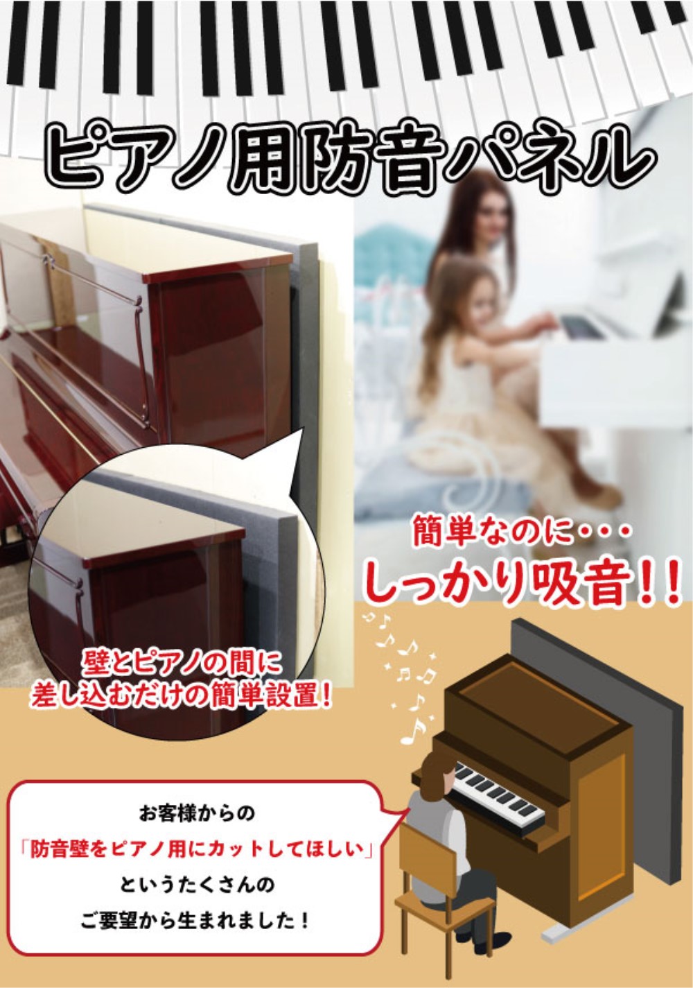 スタイリッシュなピアノ用床補強ボードPIANO STAGE ピアノステージA（検：床保護 床暖房 防音マット 防音ジュータン インシュレーター 吉澤  受け皿 敷板 フラットボード静 静音 防音パネル ホワイトキューオン 断熱材 防振 畳）