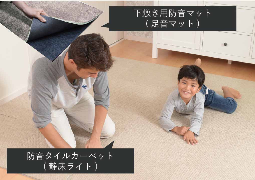 「防音カーペット」＋「下敷き用防音マット」の2枚重ねがおすすめ