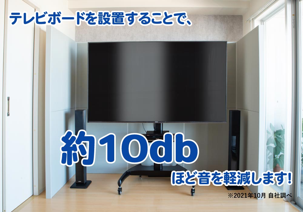 テレビボードを設置することで約10dbの軽減効果