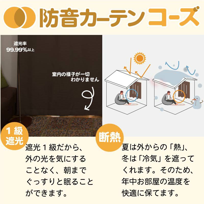 5重構造の防音カーテン コーズ 幅110cm×丈135cm 1枚 | 防音専門