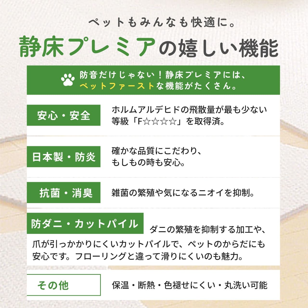 防音タイルカーペット 静床プレミア 8枚入 | 防音専門ピアリビング