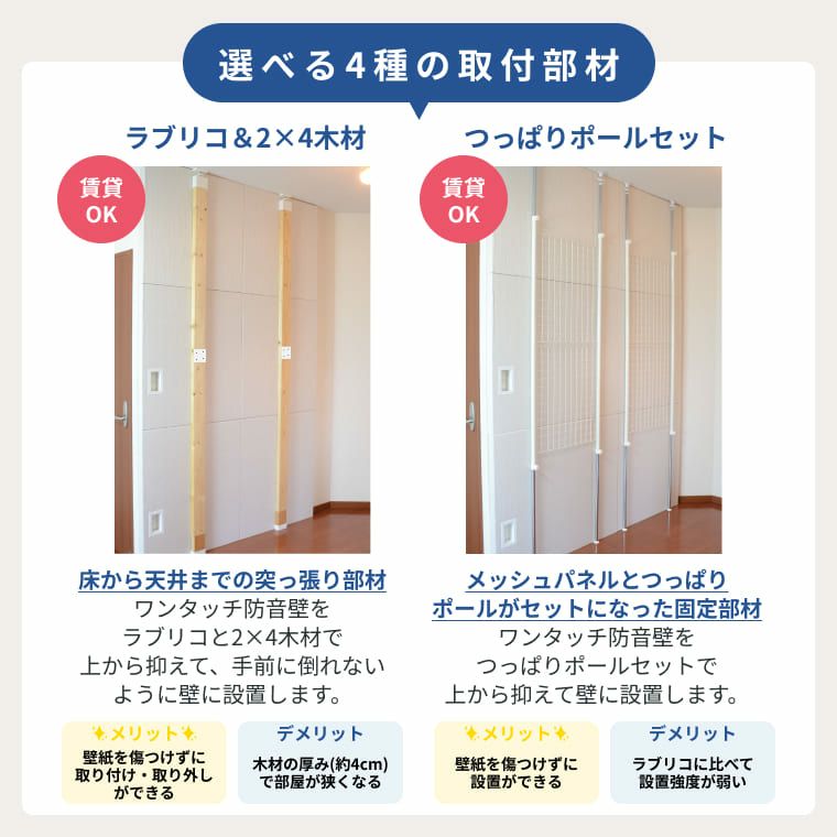 ワンタッチ防音壁 スタンダード 拭ける壁紙調クロス仕上げ 900mm×900mm | 防音専門ピアリビング