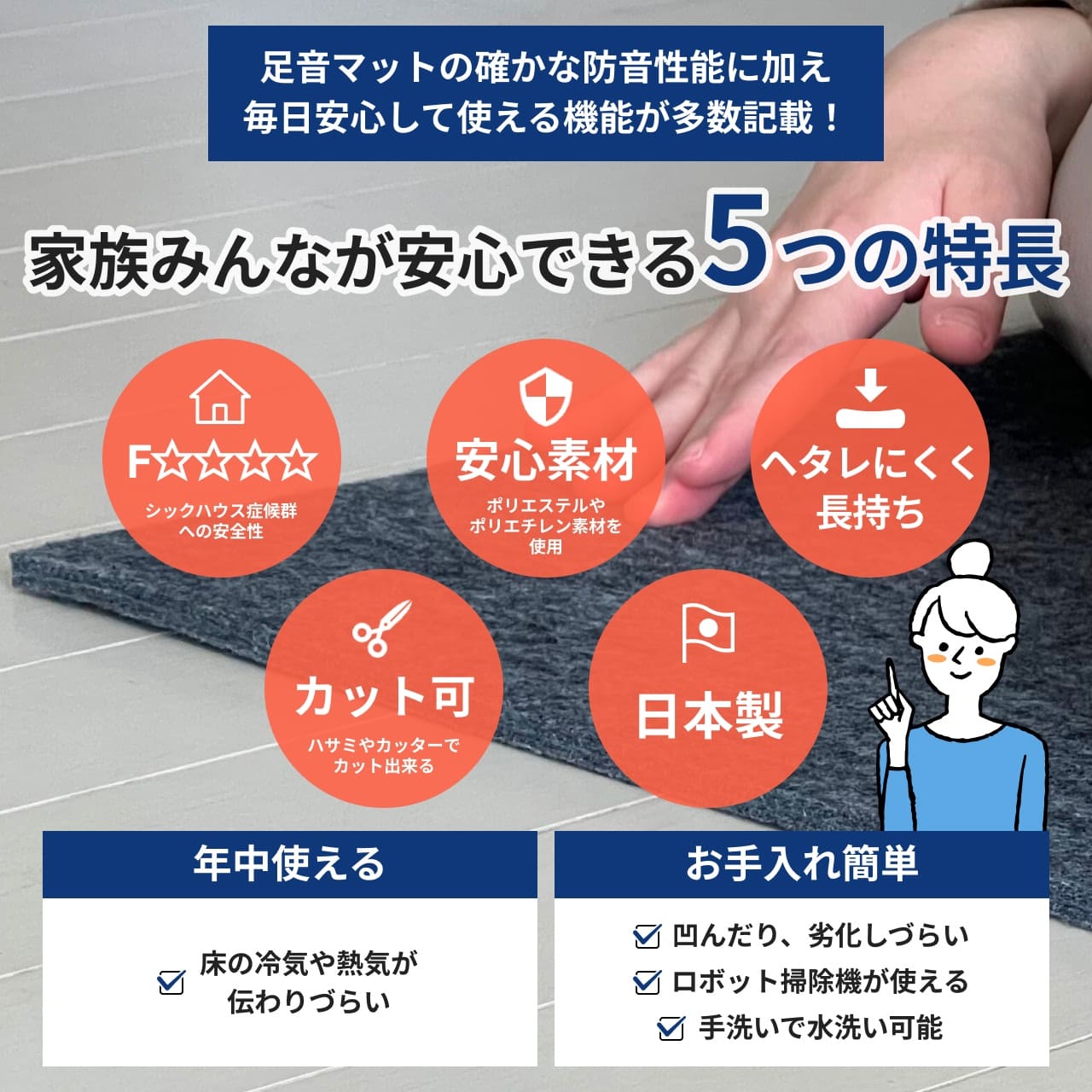 足音マット 厚さ7mm 50cm×100cm 1枚ばら | 防音専門ピアリビング