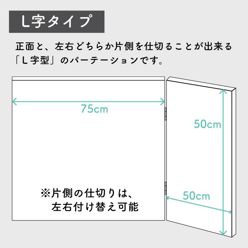 ココスペースプラス L字タイプ 幅750mm×高さ500mm×奥行き500mm×厚み