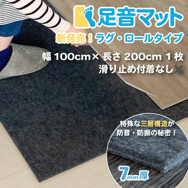 足音マット ラグ・ロールタイプ 1m×2ｍ 厚さ7mm | 防音専門ピアリビング