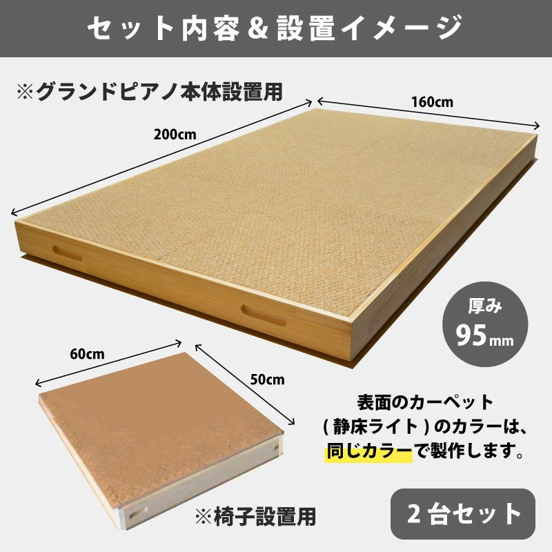 グランドピアノ用 床のしっかり防音セット 200cm×160cm&椅子用60cm×50cm | 防音専門ピアリビング