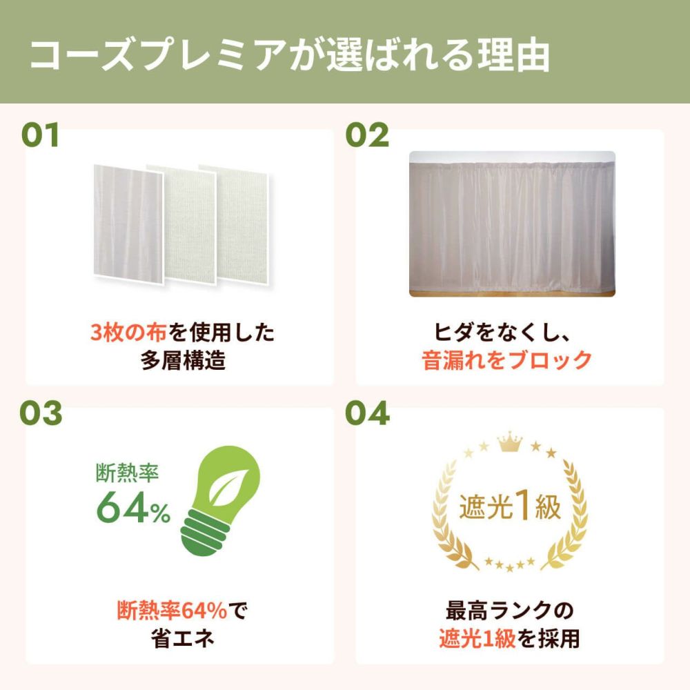 Amazon｜ピアリビング コーズ 防音カーテン 遮光 断熱 日本製