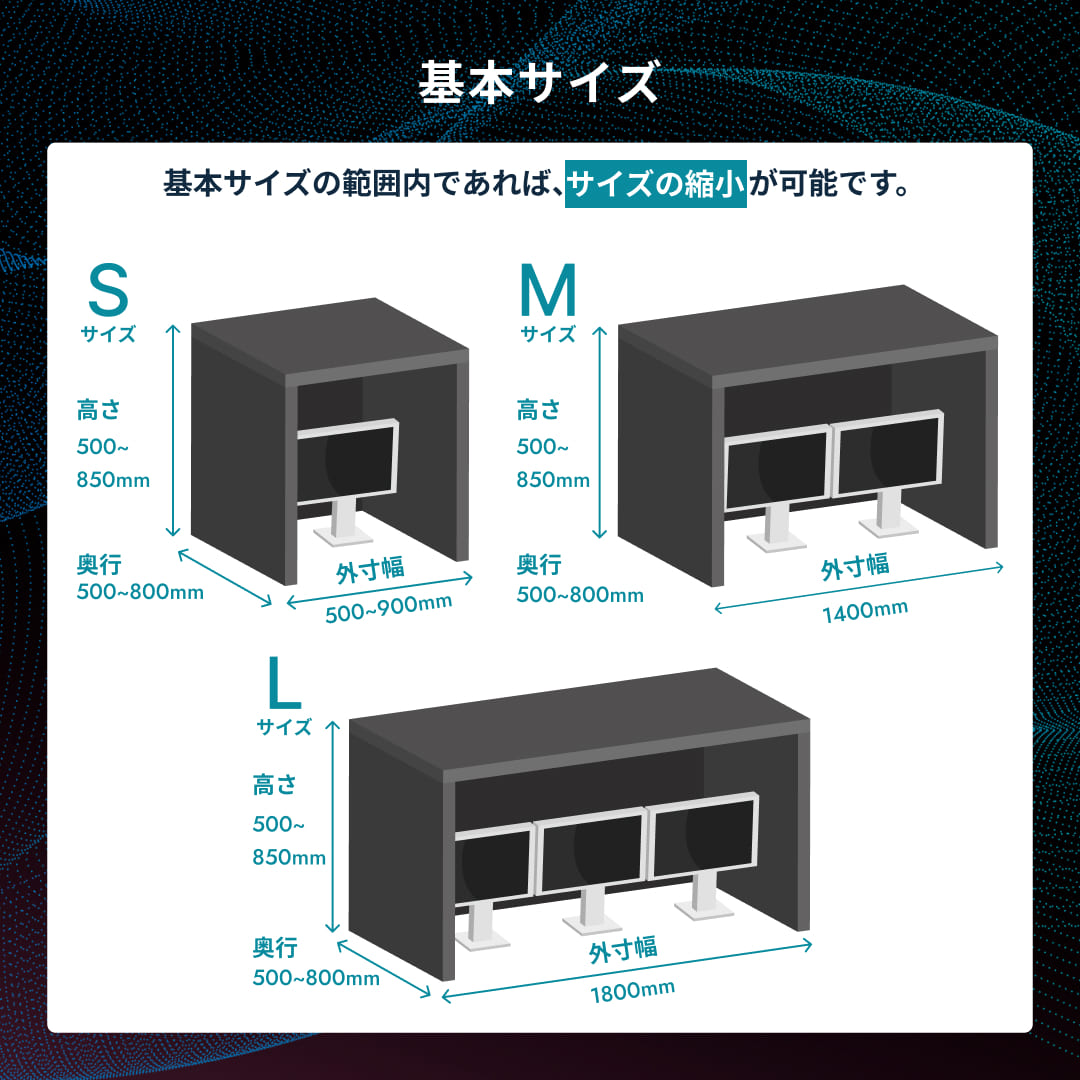 HISOHISOブースの基本サイズ