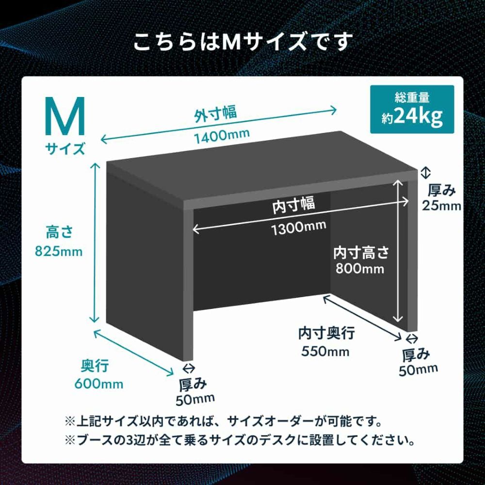 HISOHISOブース Mサイズ 幅1,400mm×高さ825mm×奥行き600mm